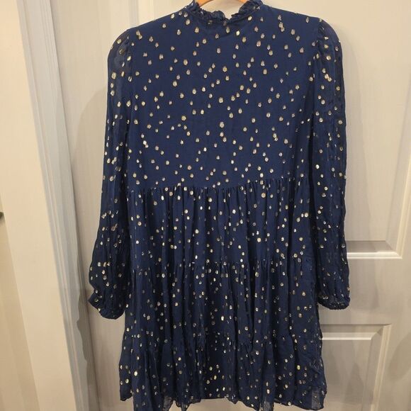 LILLY PULITZER Sarita Silk Swing Dress Navy Gold Dots Sz 6 Preppy Party‎ - Picture 3 of 9